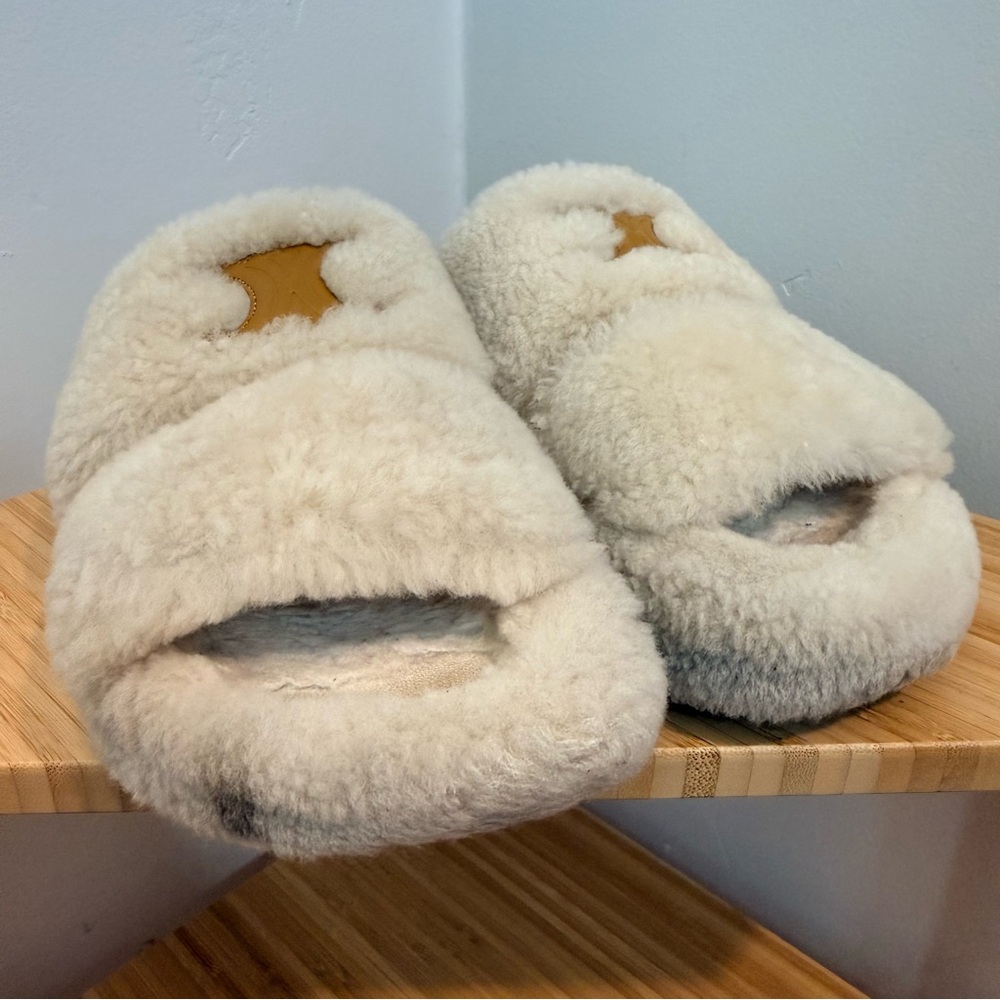 Celine Fur Flat Slides - Cozy Shearling Slippers with Accents - Size 6 - Picture 7 of 10
